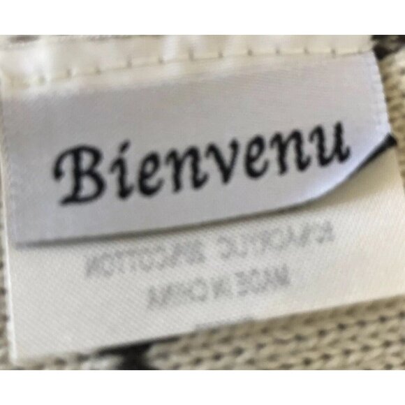 Bienvenu Reversible Scarf Winter Warm Crochet Knit Brown Beige Snowflake - Picture 4 of 5